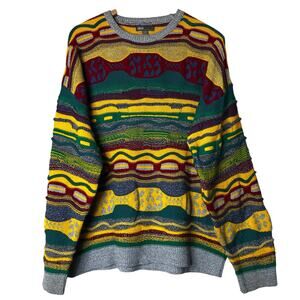 Asos Mens Sweater Size XL 90s Y2K‎ Colorful 3D Texture Acrylic Crew Neck